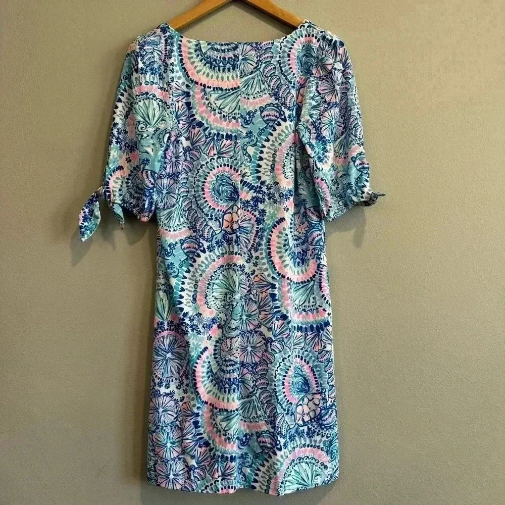 Lilly Pulitzer Shift Dress Short Sleeve V Neck Comfy Colorful Beach S - Picture 2 of 5